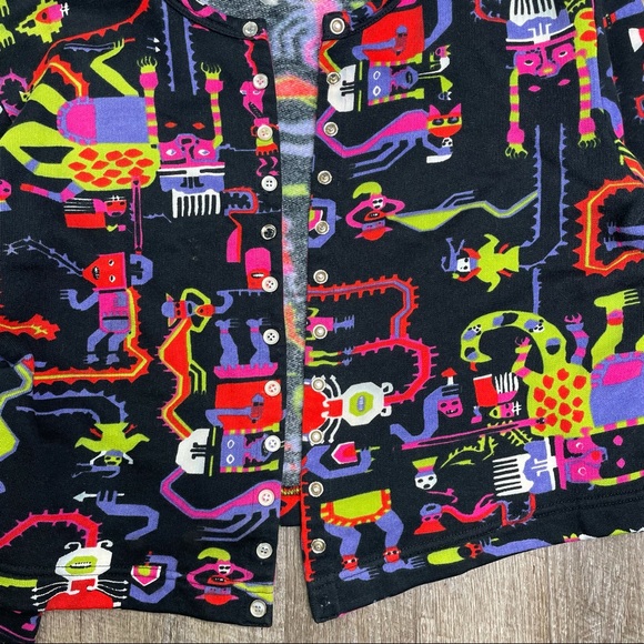 United Colors of Benetton Abstract Colorful Snap Button Sweatshirt Size Small - Picture 9 of 13